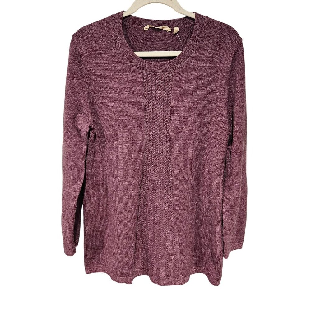 Soft Surroundings Woman Size L Long Sydney Tunic With Cable Front Soft Warm Boho